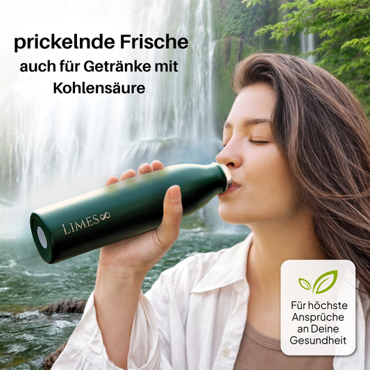 Thermosflasche aus Edelstahl 0,75L | 5-fach vakuumisoliert, auslaufsicher & kohlensäurefest (27,5 x 7,2 cm)