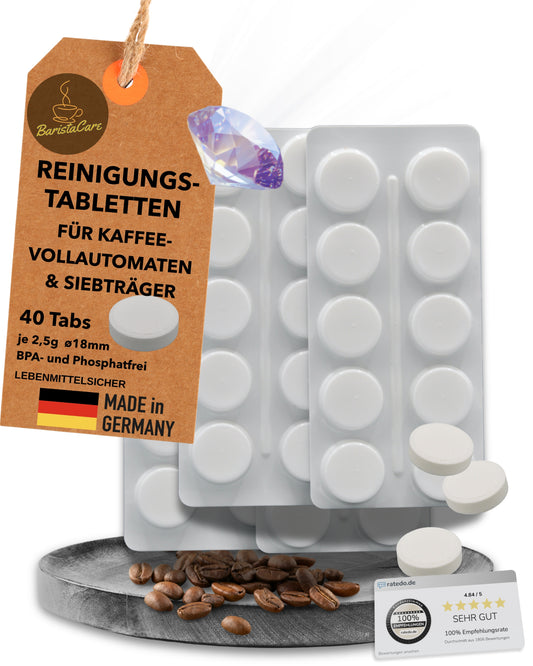 BaristaCare Reinigungstabletten Made in Germany | präzise dosiert | 40Tabs in Blister verpackt (Kopie)