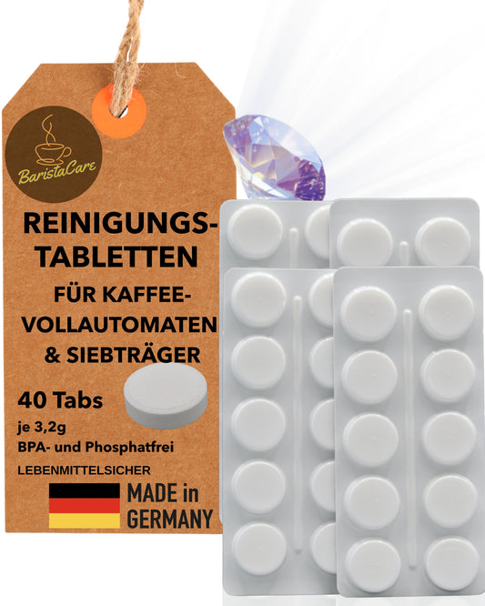 BaristaCare Reinigungstabletten Made in Germany | 60% stärkere Reinigungsleistung | 40Tabs in Blister verpackt (Kopie)
