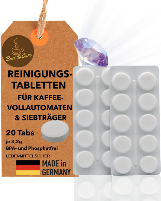 BaristaCare Reinigungstabletten Made in Germany | 60% stärkere Reinigungsleistung | 20Tabs in Blister verpackt