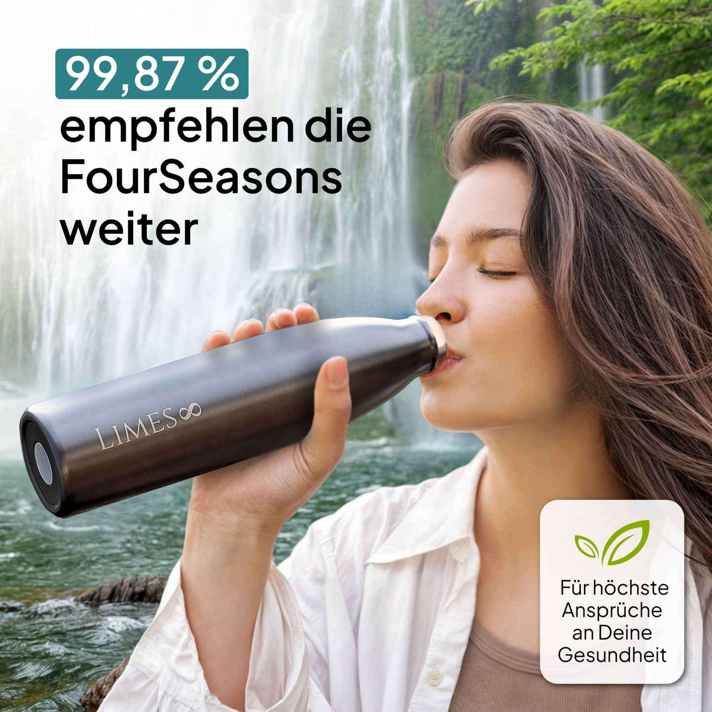 Limes 8® Thermosflasche 1L "FourSeasons" [HEIß & KALT] Trinkflasche Edelstahl 1L - Auslaufsichere Trinkflasche 1L Kohlensäure geeignet - Isolierkanne - Thermo Trinkflasche für alle 4 Jahreszeiten Cool Gray