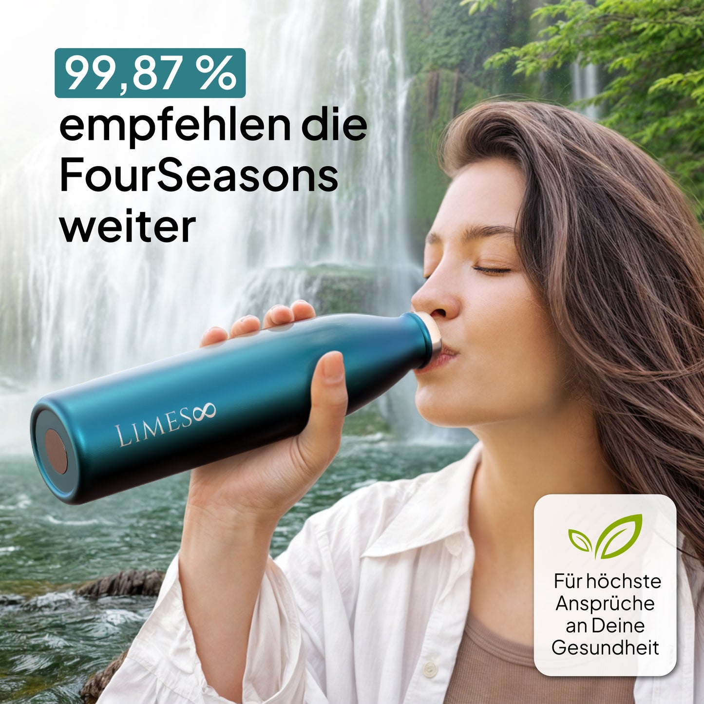 Limes 8® Thermosflasche 1L "FourSeasons" [HEIß & KALT] Trinkflasche Edelstahl 1L - Auslaufsichere Trinkflasche 1L Kohlensäure geeignet - Isolierkanne - Thermo Trinkflasche für alle 4 Jahreszeiten Peridot