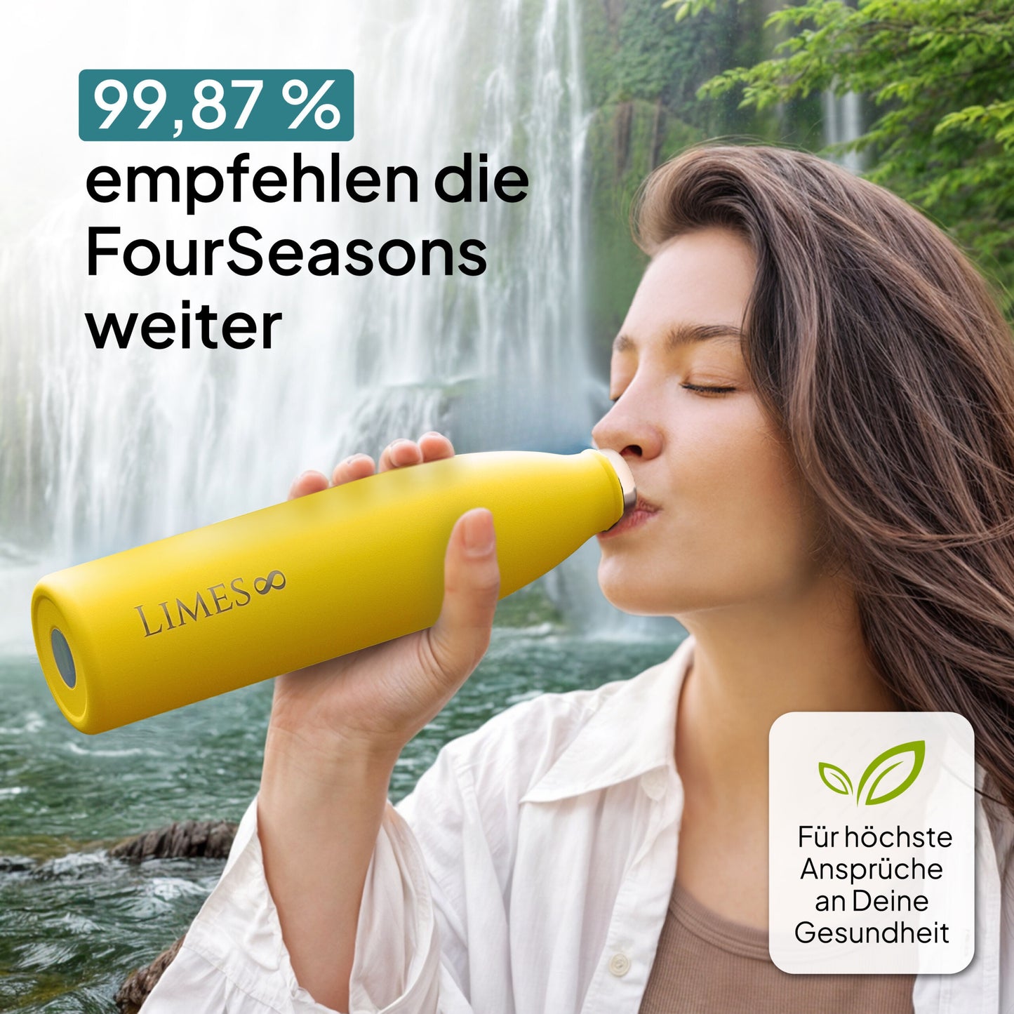 Limes 8® Thermosflasche 1L "FourSeasons" [HEIß & KALT] Trinkflasche Edelstahl 1L - Auslaufsichere Trinkflasche 1L Kohlensäure geeignet - Isolierkanne - Thermo Trinkflasche für alle 4 Jahreszeiten Summer Yellow