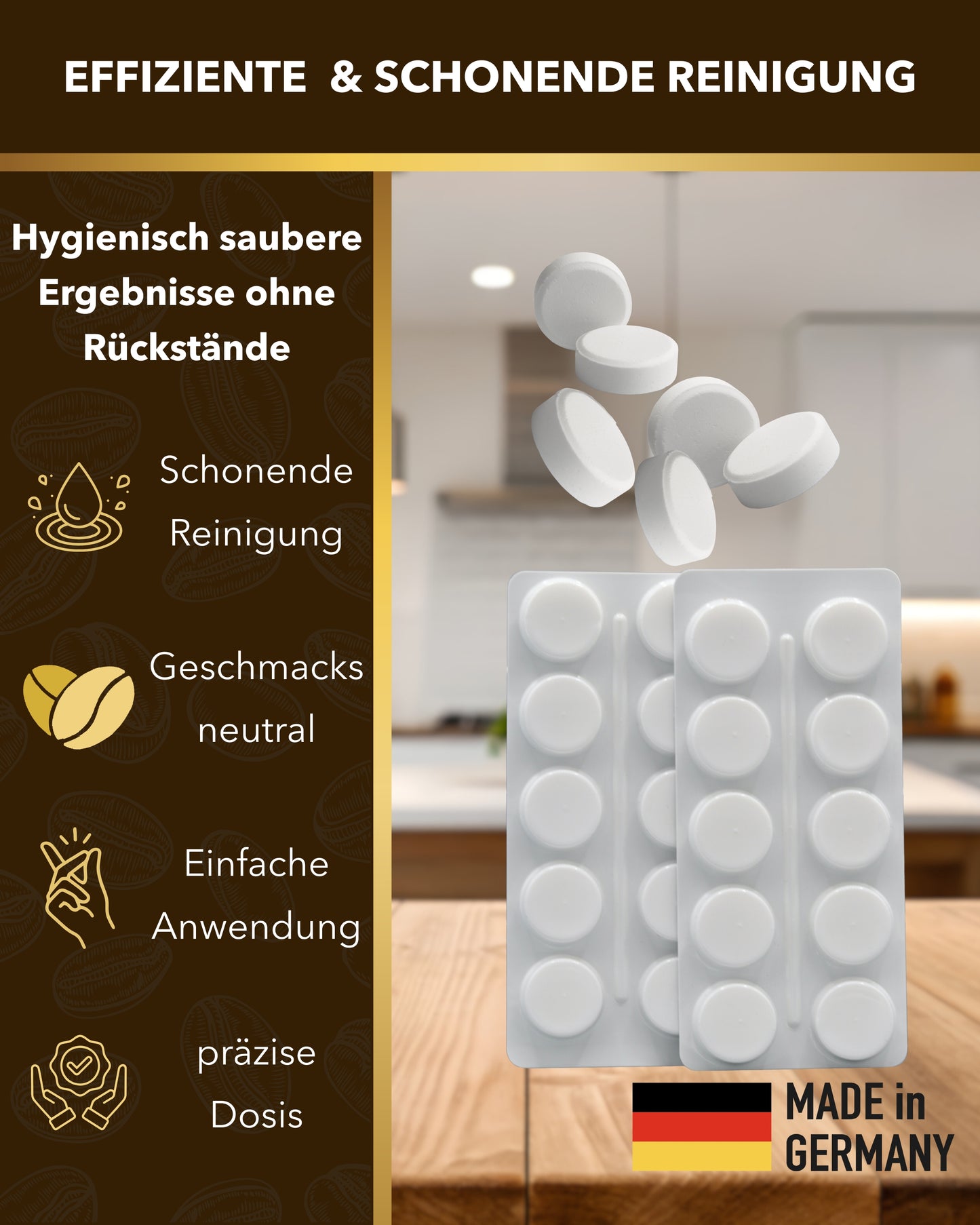 BaristaCare Reinigungstabletten Made in Germany | präzise dosiert | 40Tabs in Blister verpackt (Kopie)